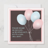 Elegant Baby Balloon Gender Reveal Einladung (Rückseite)