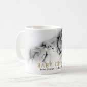 Elegant Baby Birth Stats Ankündigung Foto Kaffeetasse (Vorderseite Links)