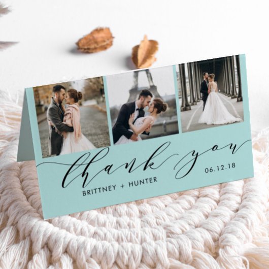 Elegant Baby Blue 3 Foto Collage Vielen Dank