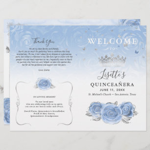 Elegant Baby Blue and Silver Quinceanera Programm