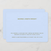 Elegant Baby Blue Birth Ankündigung (Vorne/Hinten)