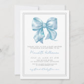 Elegant Baby Blue Bow Baby Shower Einladung (Vorderseite)