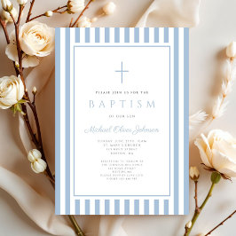 Elegant Baby Blue Boy Baptism Einladung
