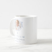 Elegant Baby Blue Boy Photo Baptism Kaffeetasse (Vorderseite Links)