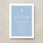 Elegant Baby Blue Cross Boy Baptism Einladung