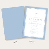 Elegant Baby Blue Cross Boy Baptism Einladung