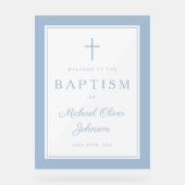 Elegant Baby Blue Cross Boy Baptism Welcome Acrylschild (Vorderseite)