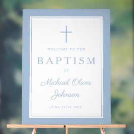Elegant Baby Blue Cross Boy Baptism Welcome Acrylschild