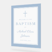Elegant Baby Blue Cross Boy Baptism Welcome Acrylschild (Winkel)