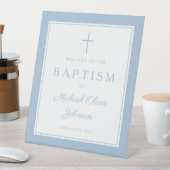 Elegant Baby Blue Cross Boy Baptism Welcome Sockelschild (In Situ)