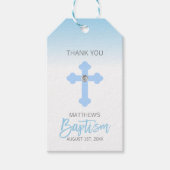 Elegant Baby Blue Cross DANK YOU Baptisboy Geschenkanhänger (Vorderseite)