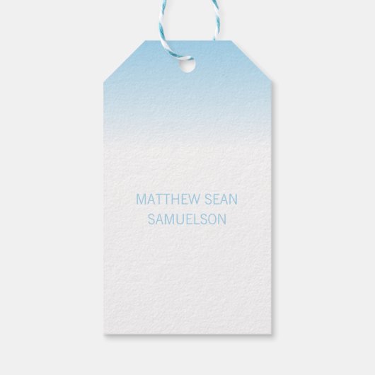 Elegant Baby Blue Cross DANK YOU Baptisboy Geschenkanhänger (Rückseite)