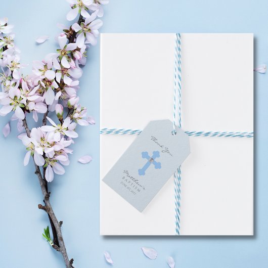 Elegant Baby Blue Cross Taufen/Christening Boy Geschenkanhänger