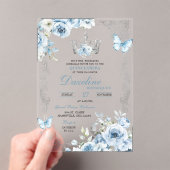Elegant Baby Blue Crown Quinceanera Acryleinladungen (Insitu (Handheld))