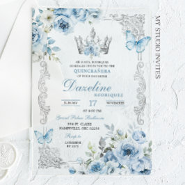 Elegant Baby Blue Crown Quinceanera Acryleinladungen