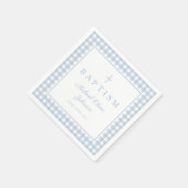 Elegant Baby Blue Gingham Boy Baptism Serviette (Ecke)