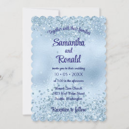 Elegant Baby Blue Glitzer and Foil Wedding Einladung
