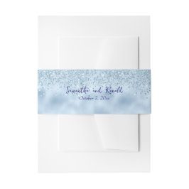 Elegant Baby Blue Glitzer and Foil Wedding Einladungsbanderole