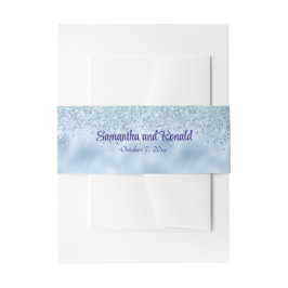 Elegant Baby Blue Glitzer and Foil Wedding Einladungsbanderole