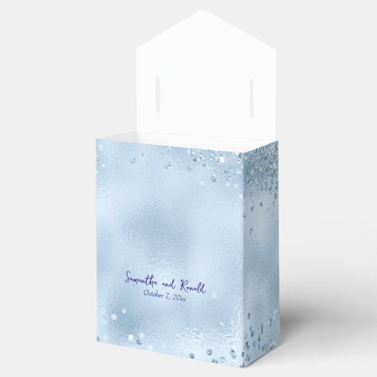 Elegant Baby Blue Glitzer and Foil Wedding Geschenkschachtel (Geöffnet)