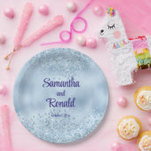 Elegant Baby Blue Glitzer and Foil Wedding Pappteller (Party)