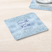 Elegant Baby Blue Glitzer and Foil Wedding Rechteckiger Pappuntersetzer (angewinkelt)