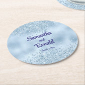 Elegant Baby Blue Glitzer and Foil Wedding Runder Pappuntersetzer (Angewinkelt)