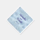 Elegant Baby Blue Glitzer and Foil Wedding Serviette (Ecke)