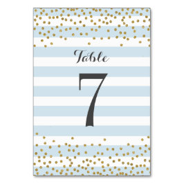 Elegant Baby Blue Gold Confetti Party Wedding Tischnummer