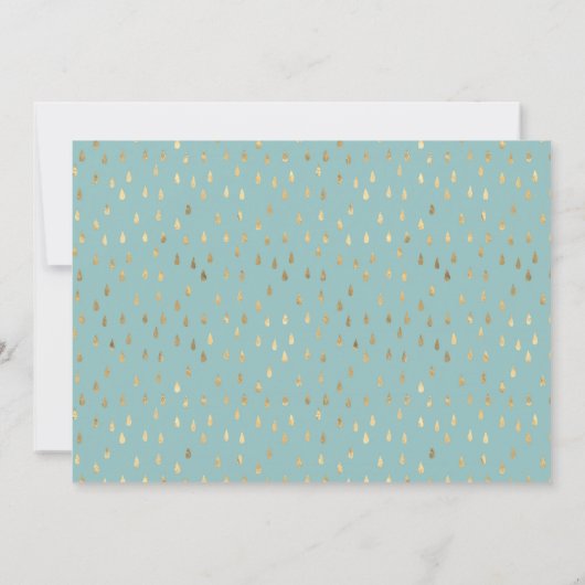 Elegant Baby Blue & Gold Raindrops Baby Shower Einladung (Rückseite)