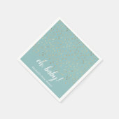 Elegant Baby Blue & Gold Raindrops Baby Shower Serviette (Ecke)