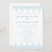 Elegant Baby Blue Lace White Wedding Einladungen (Vorne/Hinten)