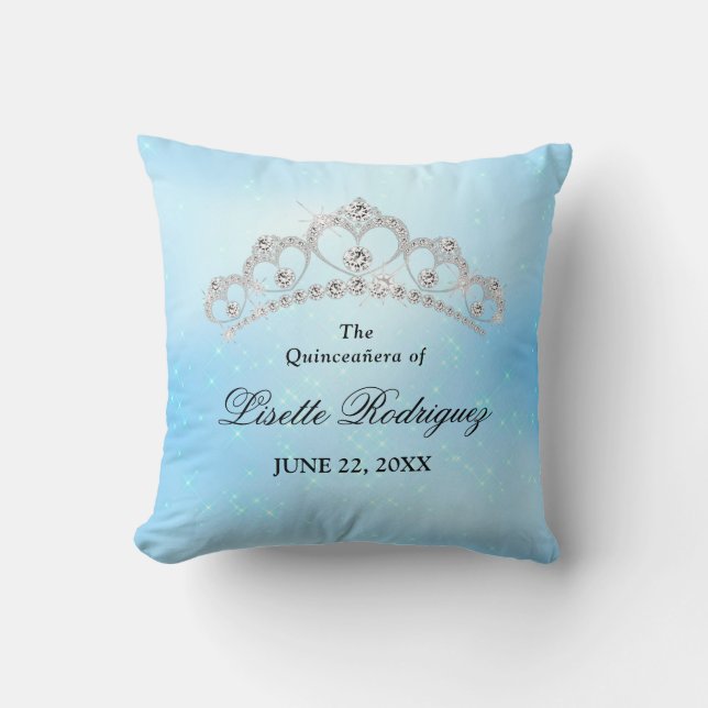 Elegant Baby Blue Quinceanera Custom Kissen (Vorderseite)