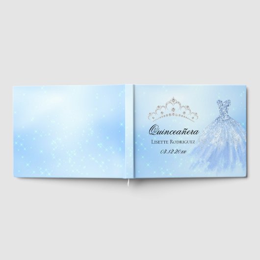 Elegant Baby Blue Quinceanera Gästebuch (Voll)