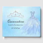 Elegant Baby Blue Quinceanera Gästebuch (Vorderseite)