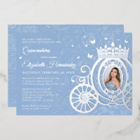 Elegant Baby Blue Quinceanera Princess Foto Foil