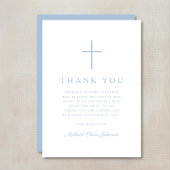 Elegant Baby Blue Religious Cross Baptism Dankeskarte