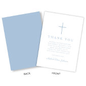 Elegant Baby Blue Religious Cross Baptism Dankeskarte