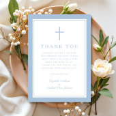 Elegant Baby Blue Religious Cross Baptism Dankeskarte