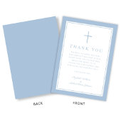 Elegant Baby Blue Religious Cross Baptism Dankeskarte