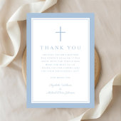 Elegant Baby Blue Religious Cross Baptism Dankeskarte