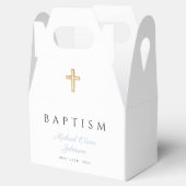 Elegant Baby Blue Script Boy Taufe Geschenkschachtel (Geöffnet)