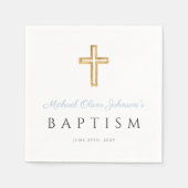 Elegant Baby Blue Script Religious Boy Baptisse Serviette (Vorderseite)