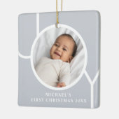 Elegant Baby Boy's First Christmas Foto Gray Keramikornament (Links)