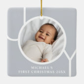 Elegant Baby Boy's First Christmas Foto Gray Keramikornament (Rückseite)