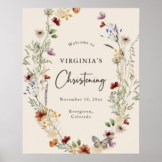 Elegant Baby Christening Welcome Poster (Vorne)