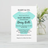 Elegant Baby & Co Black Teal Baby Shower Einladung (Stehend Vorderseite)