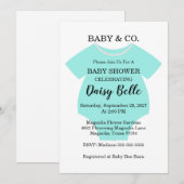 Elegant Baby & Co Black Teal Baby Shower Einladung (Vorne/Hinten)