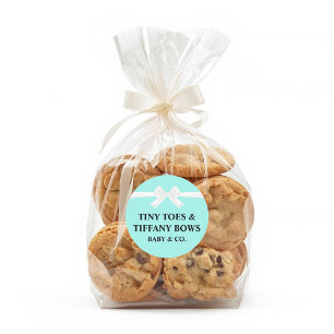 Elegant Baby & Co Schwarz Türkis Babyparty Runder Aufkleber