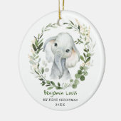Elegant Baby First 1. Weihnachtsgrün Elefant Keramik Ornament (Links)